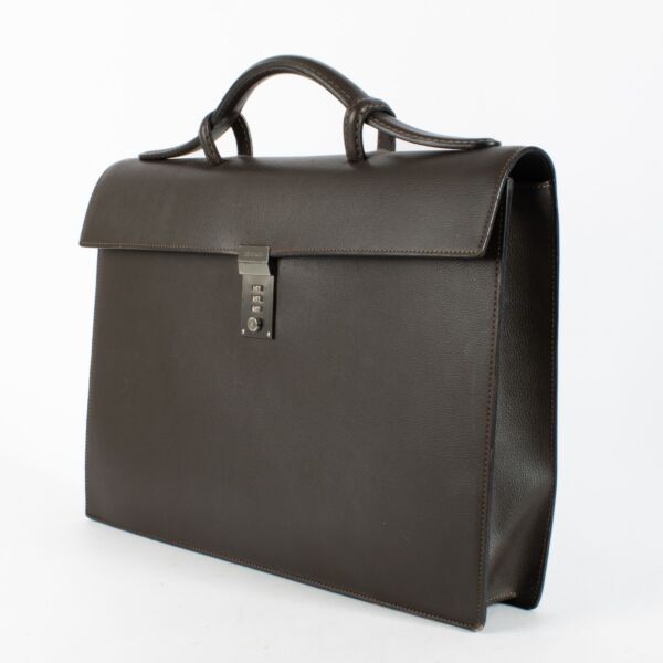 Delvaux Brown Message Briefcase