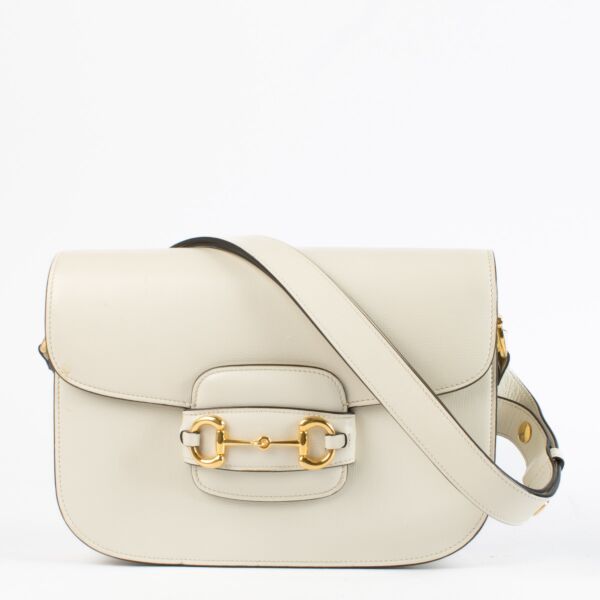 shop 100% authentic second hand Gucci White Horsebit 1955 Medium Bag on Labellov.com