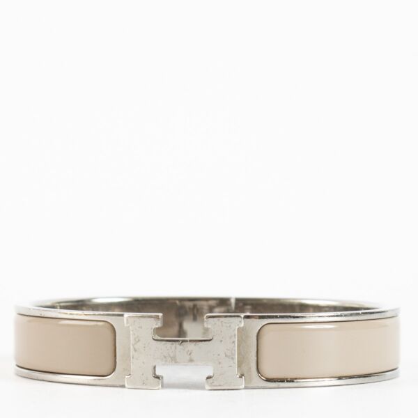 Hermès Marron Glacé Clic H Bracelet - Size T1