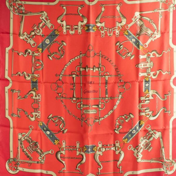 Hermès Mors & Gourmettes Red 90 Scarf