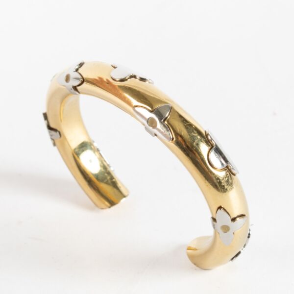 Louis Vuitton Gold Silver Metal Daily Monogram Cuff Bracelet