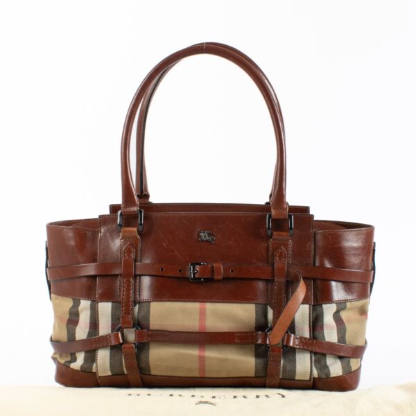 Burberry Brown Leather/House Check Bridle Bag 