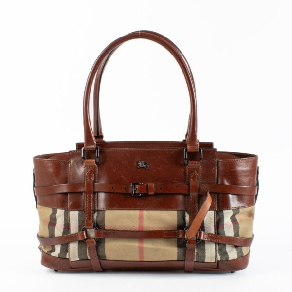 Authentic Preloved Burberry Brown Leather/House Check Bridle Bag on Labellov.com