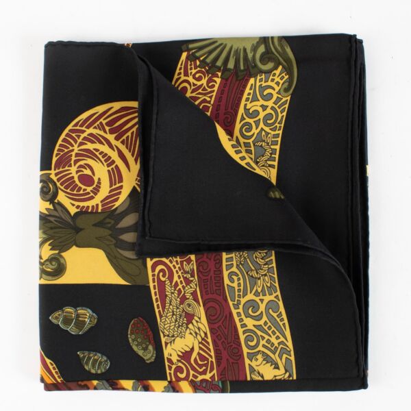 Authentic Second Hand Hermès L’Atlantide Black Silk Scarf on Labellov.com