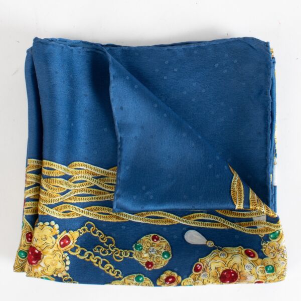 Authentic Second Hand Chanel Blue Silk Scarf on Labellov.com
