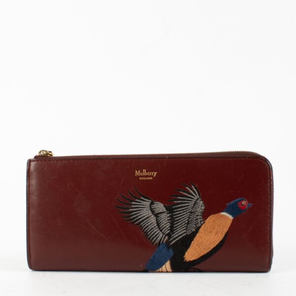 Mulberry Burgundy Pheasant Zipped Wallet