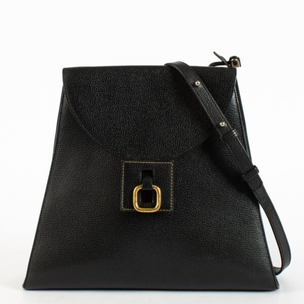 Delvaux Black Clé de Fa Shoulder Bag with gold buckle at Labellov.com