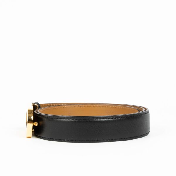 Delvaux Black Leather D Vintage Belt - Size 85