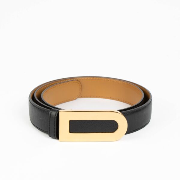 Authentic pre-loved Delvaux Black Leather D Vintage Belt - Size 85 on Labellov.com