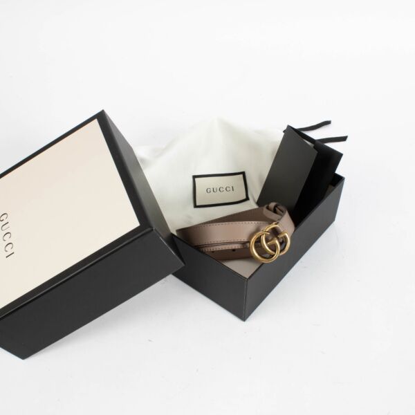 Gucci Beige GG Marmont Slim Belt - Size 85 