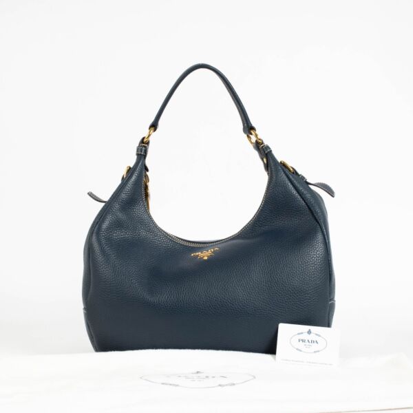 Prada Blue Leather Hobo Bag