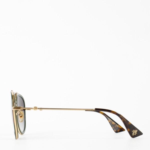 Gucci Green & Red Aviator Sunglasses