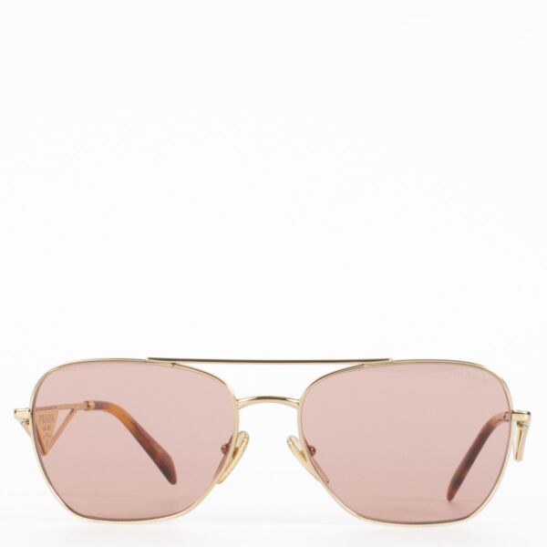 Prada PR A50S Gold Geometric Sunglasses at Labellov.com.