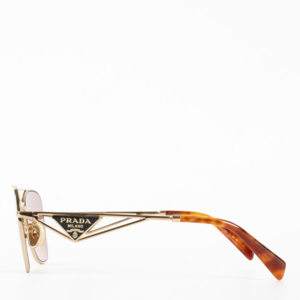 Prada PR A50S Gold Metal Geometric Sunglasses