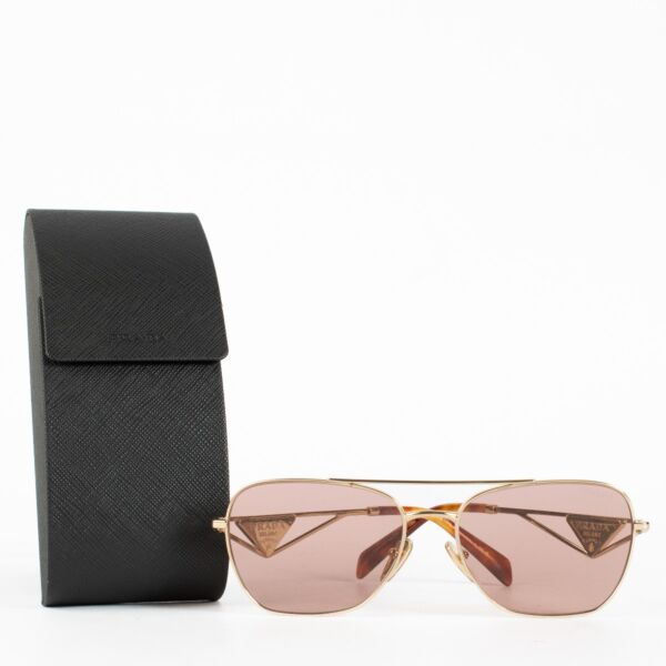 Prada PR A50S Gold Metal Geometric Sunglasses