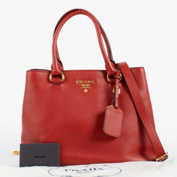 Prada Red Vitello Daino Handbag