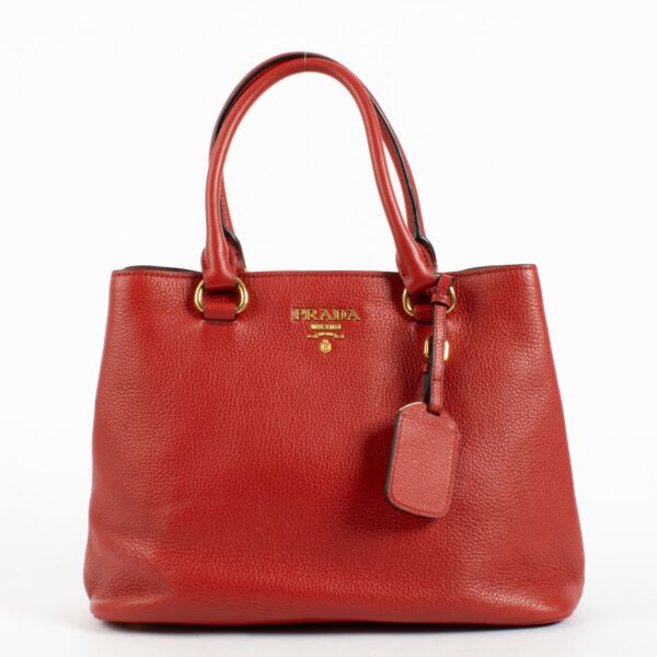 Authentic Preloved Prada Red Vitello Daino Handbag on Labellov.com