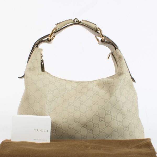 Gucci Beige Guccissima Horsebit Small Hobo Bag