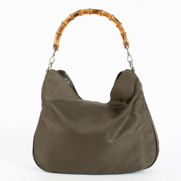 Gucci Khaki Green Nylon Large Diana Shoulder Bag