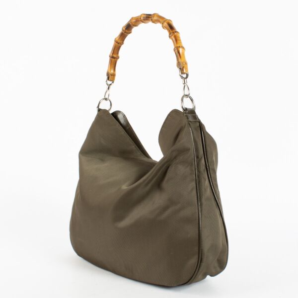 Gucci Khaki Green Nylon Large Diana Shoulder Bag