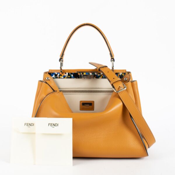Fendi Ginger Latte Granite Medium Peekaboo Bag