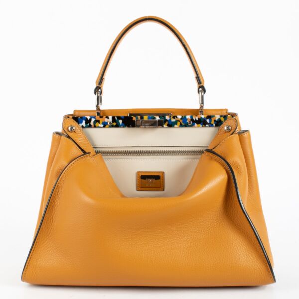 Authentic Second Hand Fendi Ginger Latte Granite Medium Peekaboo Bag on Labellov.com