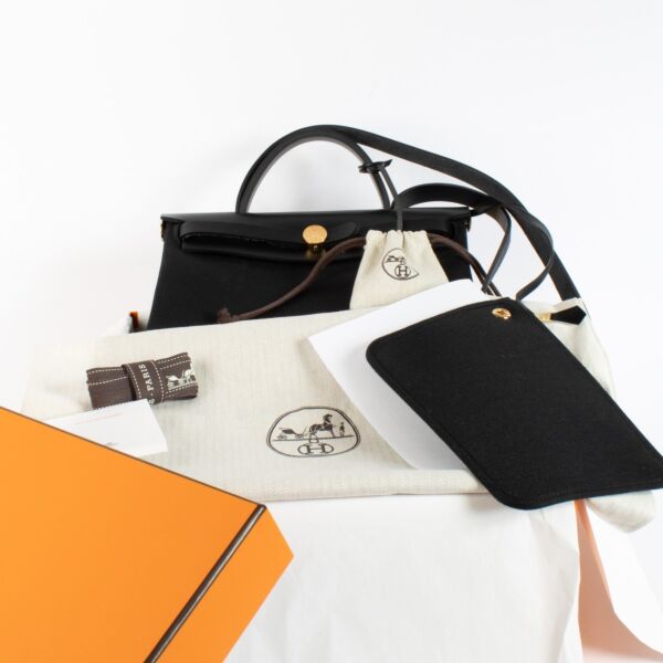 Hermès Herbag 31 Zip Black Canvas/Hunter GHW