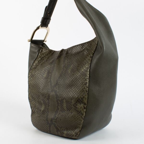 Gucci Green Python Greenwich Hobo Bag
