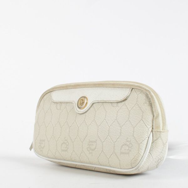 Christian Dior White Honeycomb Canvas Pouch