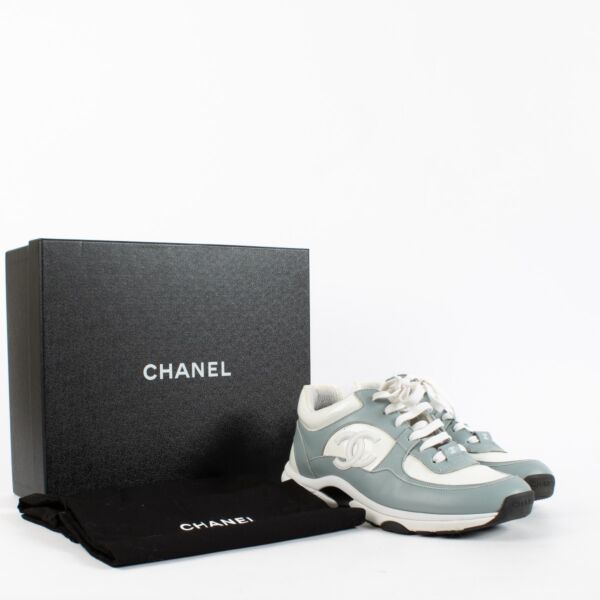 Chanel Blue/White Patent Leather Sneakers - Size 39,5