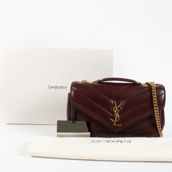 Saint Laurent Burgundy Quilted Loulou Small Bag