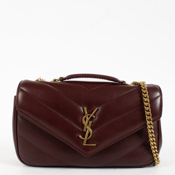 Saint Laurent Burgundy Quilted Loulou Small Bag