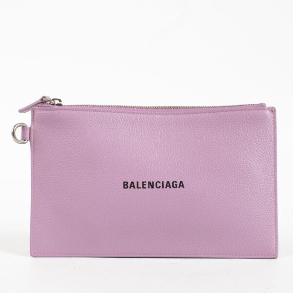 Balenciaga Lavender Leather Cash Zipped Pouch with Card Holder