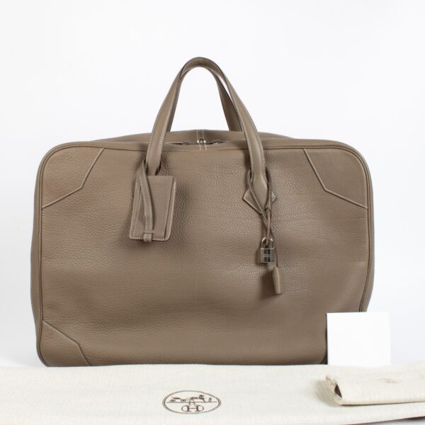 Hermès Victoria 50 Travel Etoupe Clemence PHW