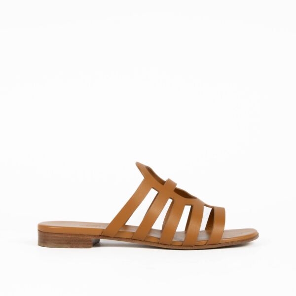 Shop this authentic Hermès Brown Camelia Sandals pre-loved on Labellov.com 