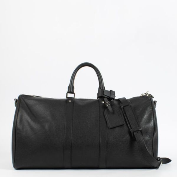 Shop the authentic Louis Vuitton Black Taiga Leather Keepall Bandoulière 50 second hand on Labellov.com