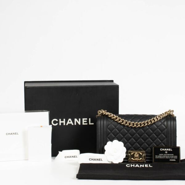 Chanel Black Lambskin Medium Boy Bag