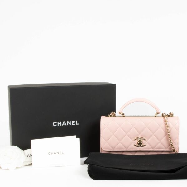 Chanel Pale Pink Lambskin Trendy CC Wallet On Chain