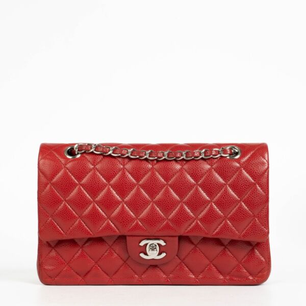 Authentic pre-loved Chanel Red Caviar Medium Classic 11.12 Bag on Labellov.com