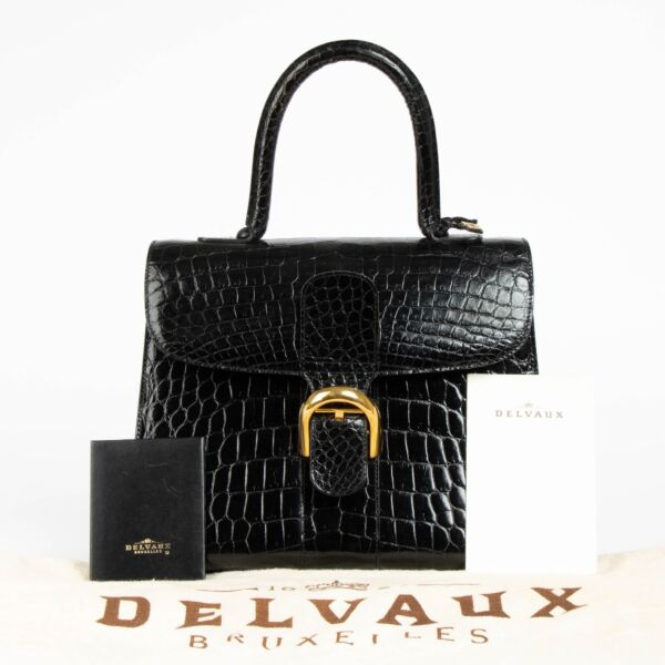 Delvaux Black Crocodile Vintage Brillant MM Bag 