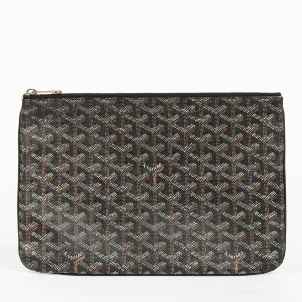 Shop this 100% authentic Goyard Black Goyardine Dinar MM Pouch Travel Bag at Labellov.com