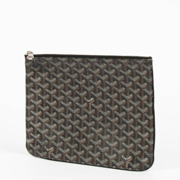 Goyard Black Goyardine Dinar MM Pouch Travel Bag 