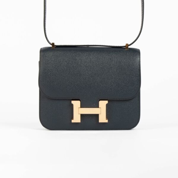 Shop this 100% authentic Hermès Constance Mini Bleu Indigo RGHW Bag (Stamp C 2018) at Labellov.com