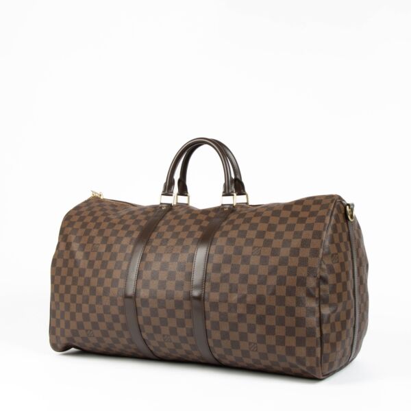 Louis Vuitton Damier Ebene Keepall Bandoulière 55 Travel Bag
