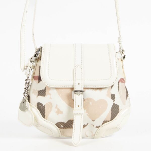 Burberry White Heart Check Crossbody Bag