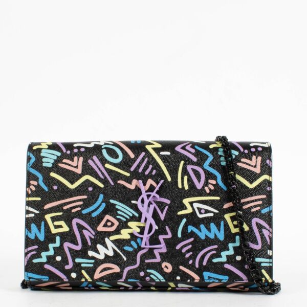 Authentic pre-loved Saint Laurent Black Grafitti Classic Cassandre Chain Wallet on Labellov.com