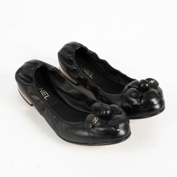 Chanel Black Camellia Ballerinas - Size 38