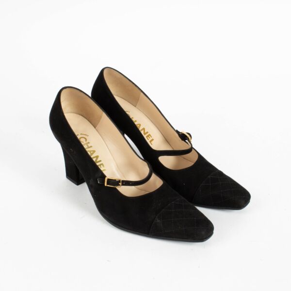 Chanel Black Suede Pumps - Size 38,5