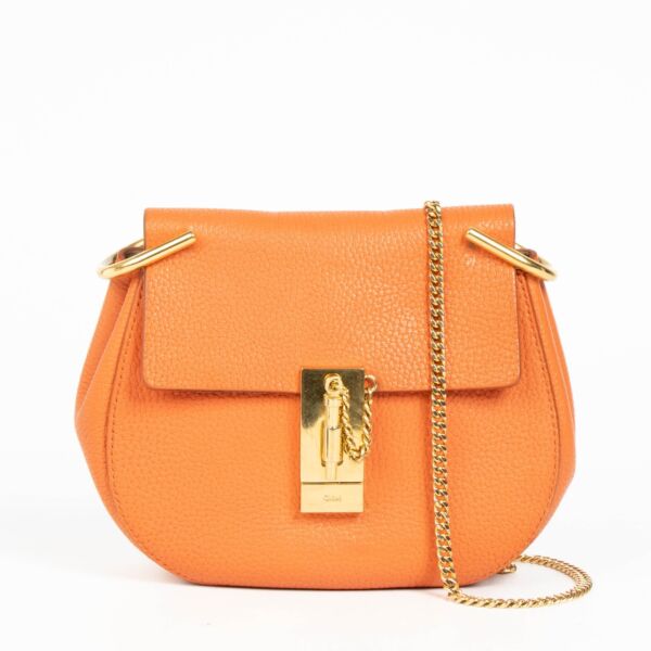 Authentic pre-loved Chloé Orange Leather Drew Crossbody Bag on Labellov.com