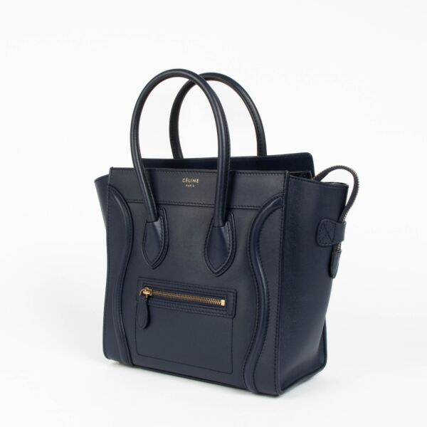 Celine Navy Micro Luggage Bag Top Handle Bag